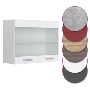 Vicco Mobile da cucina in vetro Bianco lucido 80 cm