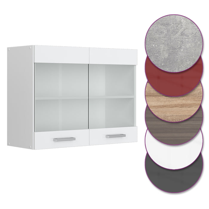 Vicco Mobile da cucina in vetro Bianco lucido 80 cm