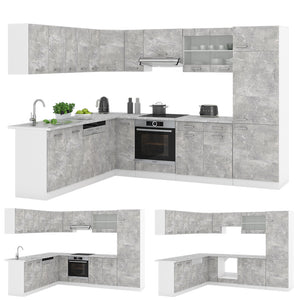Vicco Cucina angolare completa Cemento/Bianco 227 x 287 cm , PL Rovere