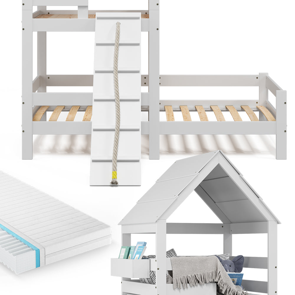 Vitalispa Letto montessori bambini Bianco 90x200 cm con materasso