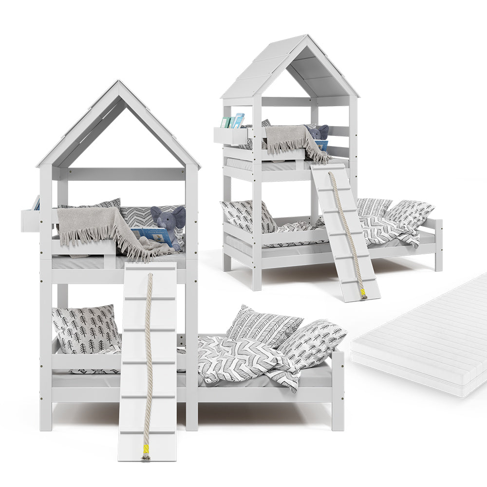 Vitalispa Letto montessori bambini Bianco 90x200 cm con materasso