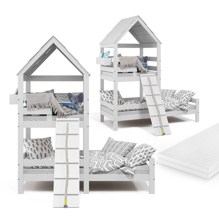 Vitalispa Letto montessori bambini Bianco 90x200 cm con materasso