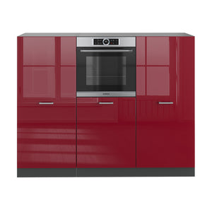 Vicco Cucine componibili piccole Rosso lucido/antracite 180 cm senza piano di lavoro