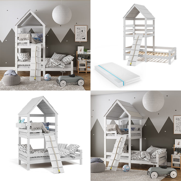 Vitalispa Letto montessori bambini Bianco 90x200 cm con materasso