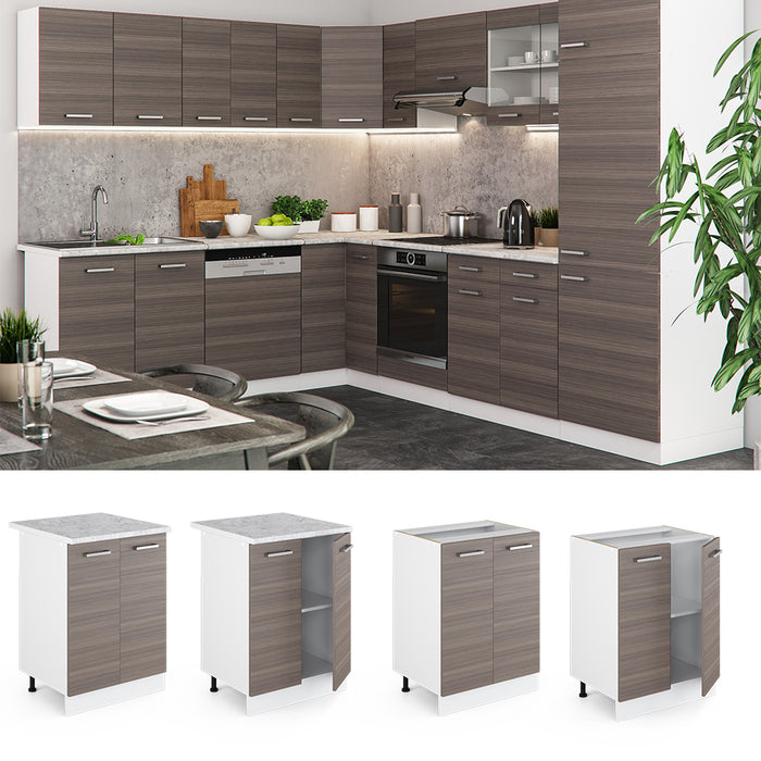 Vicco Mobiletto base cucina Grigio 60 cm , PL Rovere