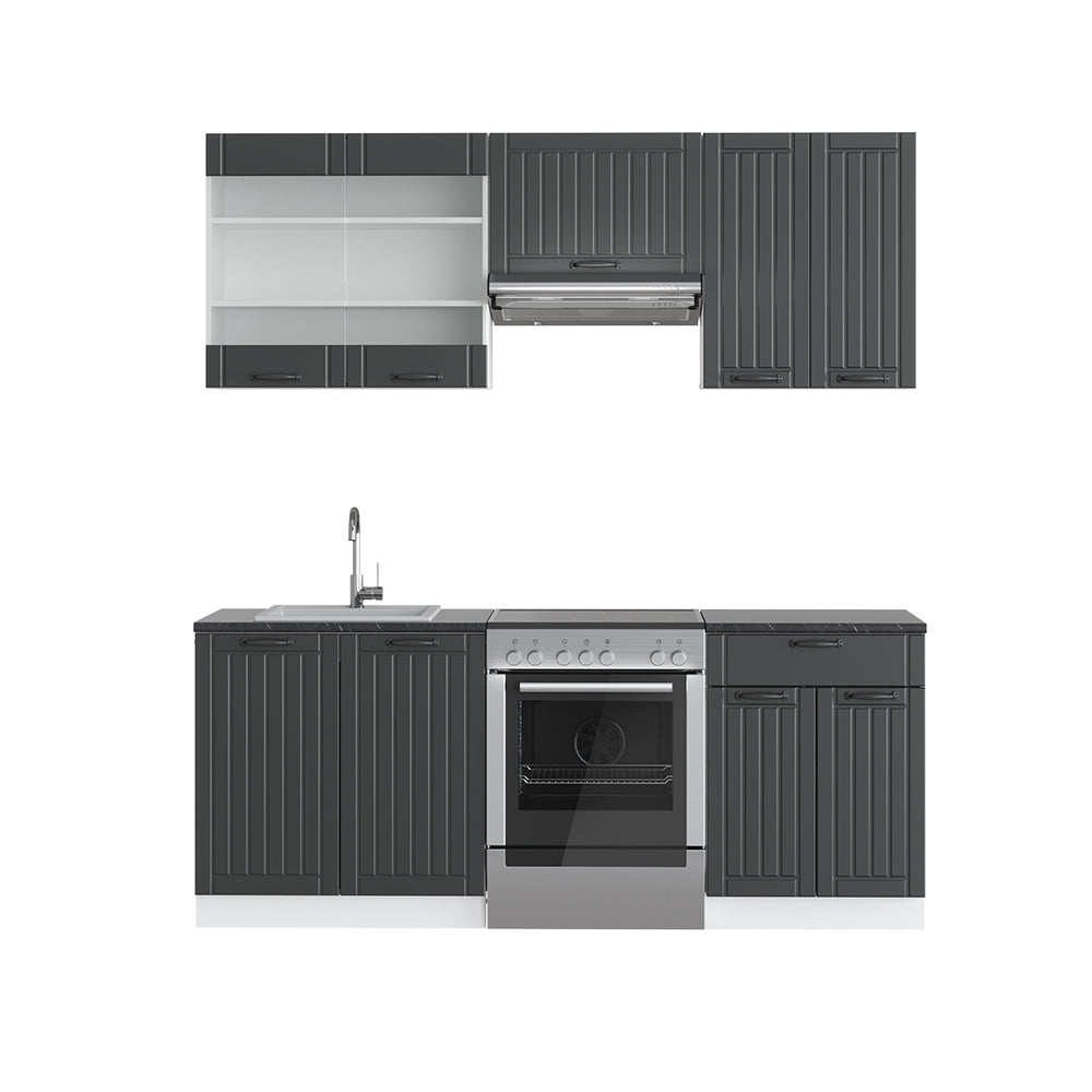 Vicco Cucina componibile Antracite casa di campagna/bianco 200 cm senza piano di lavoro
