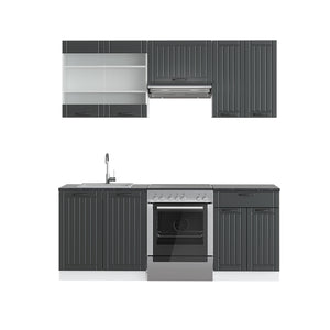 Vicco Cucina componibile Antracite casa di campagna/bianco 200 cm senza piano di lavoro