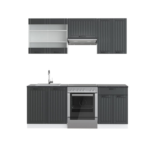Vicco Cucina componibile Antracite casa di campagna/bianco 200 cm senza piano di lavoro