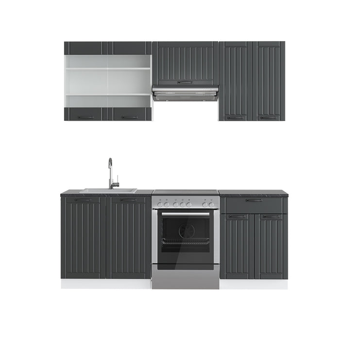 Vicco Cucina componibile Antracite casa di campagna/bianco 200 cm senza piano di lavoro