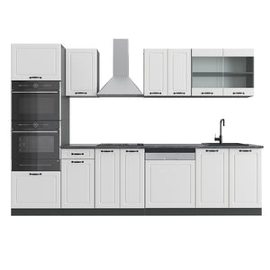 Vicco Cucina componibile Bianco casa di campagna/antracite 300 cm con armadio alto, PL Antracite