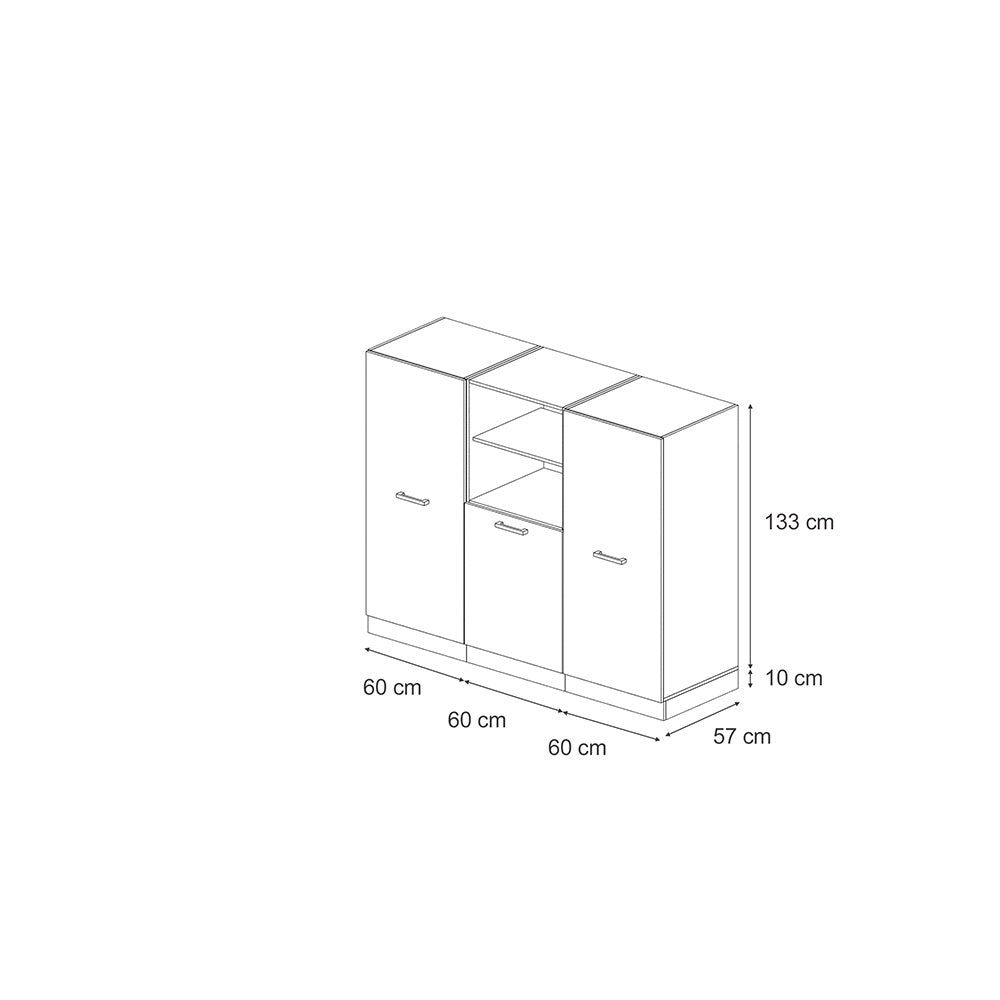 Vicco Cucine componibili piccole Nero lucido/bianco 180 cm senza piano di lavoro