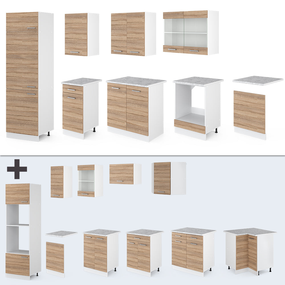 Vicco Cucina componibile Sonoma 300 cm senza piano di lavoro