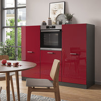 Vicco Cucine componibili piccole Rosso lucido/antracite 180 cm senza piano di lavoro