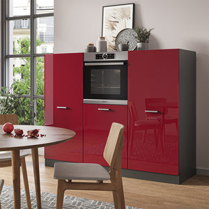Vicco Cucine componibili piccole Rosso lucido/antracite 180 cm senza piano di lavoro