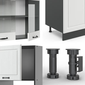 Vicco Cucina componibile Bianco casa di campagna/antracite 300 cm con armadio alto, PL Antracite