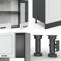 Vicco Cucina componibile Bianco casa di campagna/antracite 300 cm con armadio alto, PL Marmo