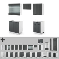 Vicco Cucina componibile Antracite casa di campagna/bianco 200 cm senza piano di lavoro