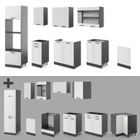 Vicco Cucina componibile Bianco casa di campagna/antracite 300 cm con armadio alto, PL Rovere