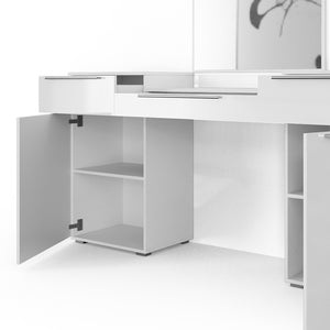 Vicco Tavolo da toeletta Bianco 190 cm con sgabello