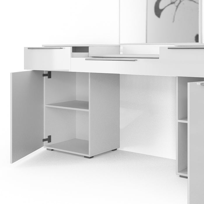 Vicco Tavolo da toeletta Bianco 190 cm con sgabello