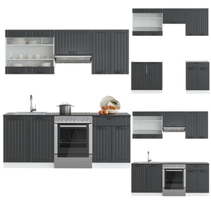 Vicco Cucina componibile Antracite casa di campagna/bianco 200 cm , PL Antracite