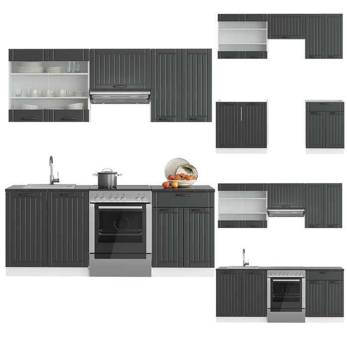 Vicco Cucina componibile Antracite casa di campagna/bianco 200 cm , PL Antracite
