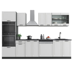 Vicco Cucina componibile Bianco casa di campagna/antracite 300 cm con armadio alto, PL Antracite