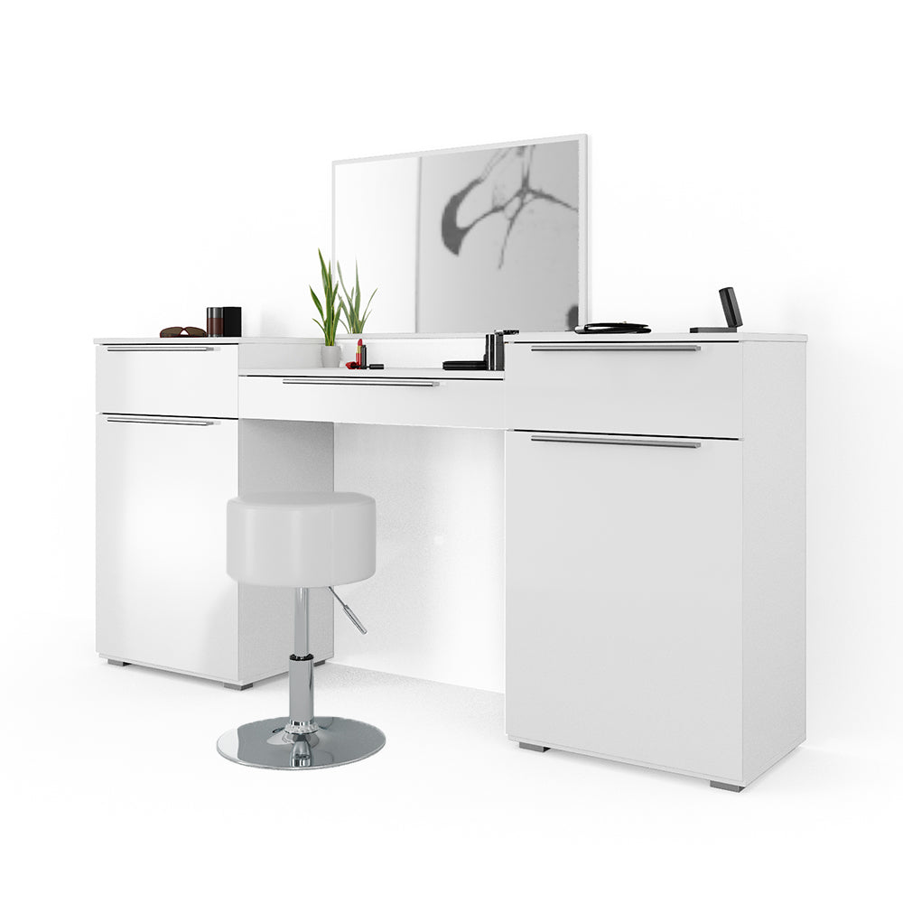 Vicco Tavolo da toeletta Bianco 190 cm con sgabello