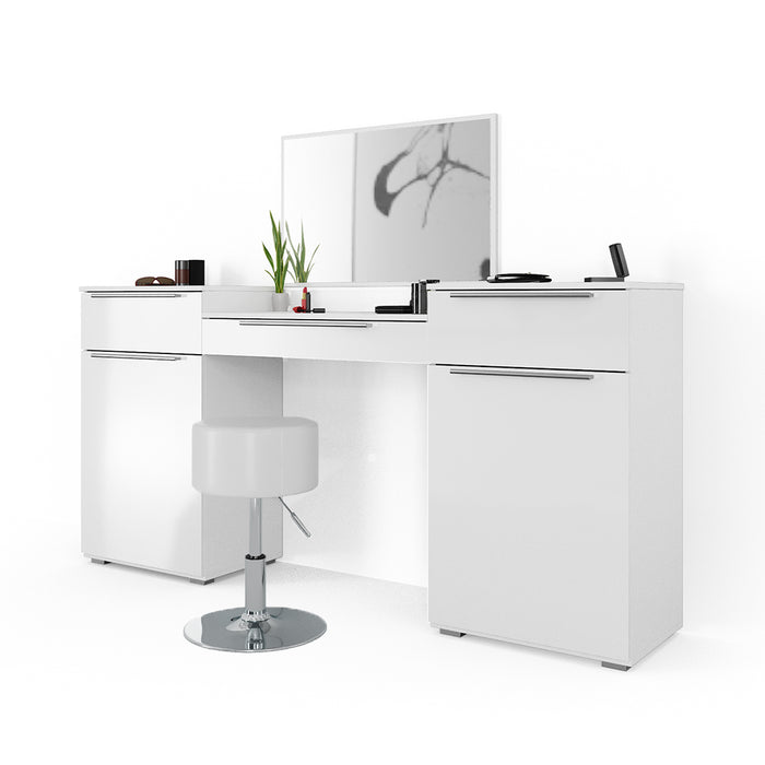 Vicco Tavolo da toeletta Bianco 190 cm con sgabello