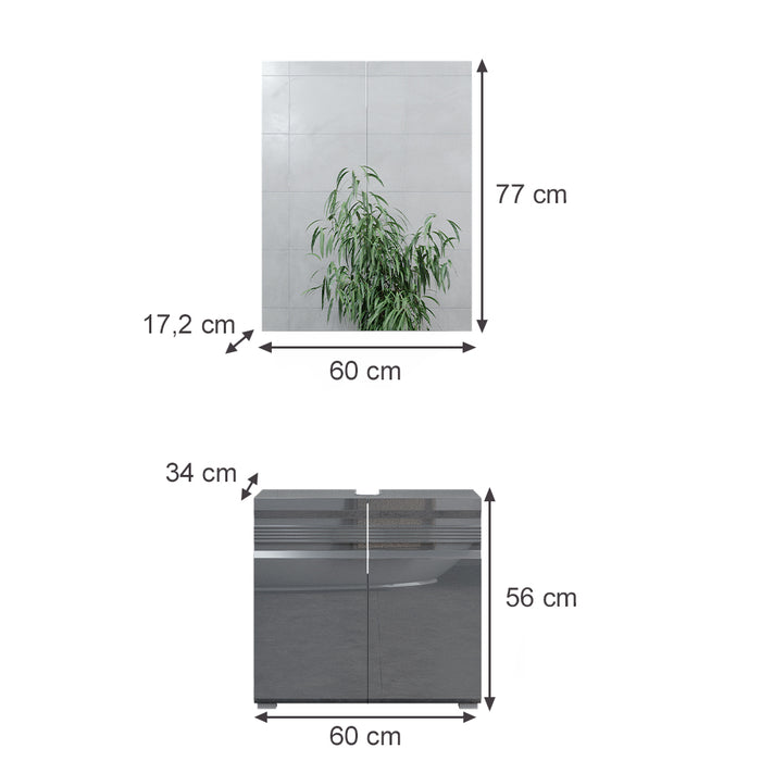 Vicco Set di mobili da bagno Antracite lucido 2 parti