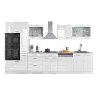 Vicco Cucina componibile Bianco lucido/bianco 350 cm con armadio alto, PL Antracite