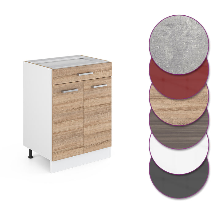 Vicco Mobiletto base per cucina Sonoma 60 cm con cassetto, senza piano di lavoro