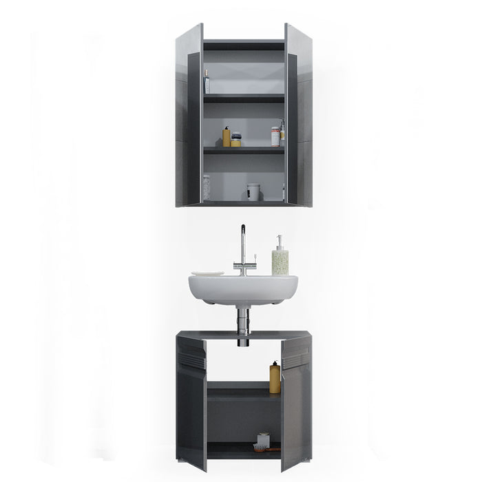 Vicco Set di mobili da bagno Antracite lucido 2 parti