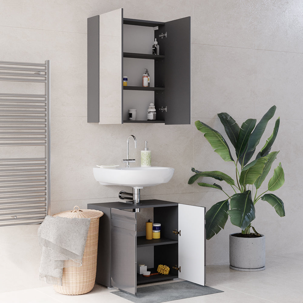 Vicco Set di mobili da bagno Antracite lucido 2 parti