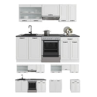 Vicco Cucina componibile Casa di campagna bianca/bianco 200 cm , PL Marmo