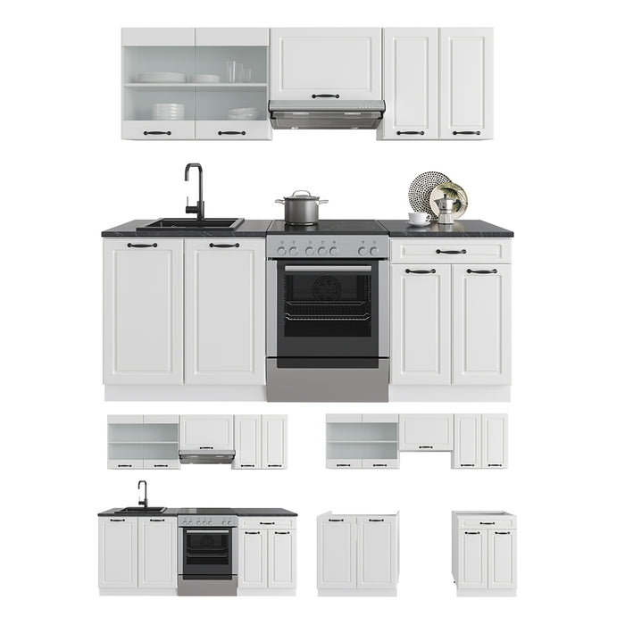 Vicco Cucina componibile Casa di campagna bianca/bianco 200 cm , PL Marmo