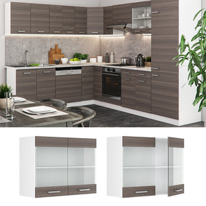 Vicco Mobile da cucina in vetro Grigio 80 cm