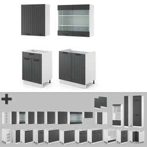 Vicco Cucina completa Antracite casa di campagna/bianco 140 cm , PL Marmo