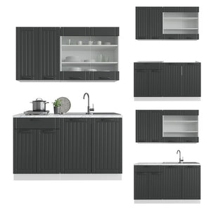 Vicco Cucina completa Antracite casa di campagna/bianco 140 cm , PL Rovere