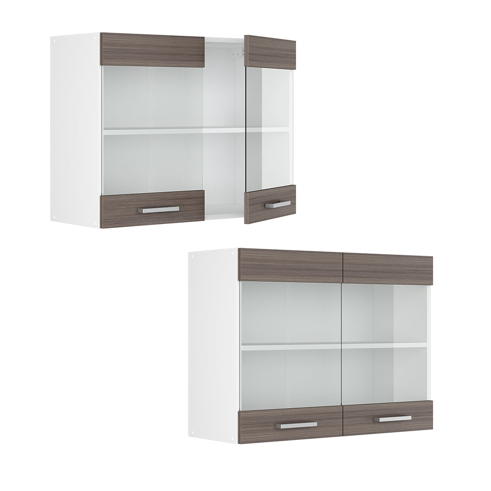 Vicco Mobile da cucina in vetro Grigio 80 cm