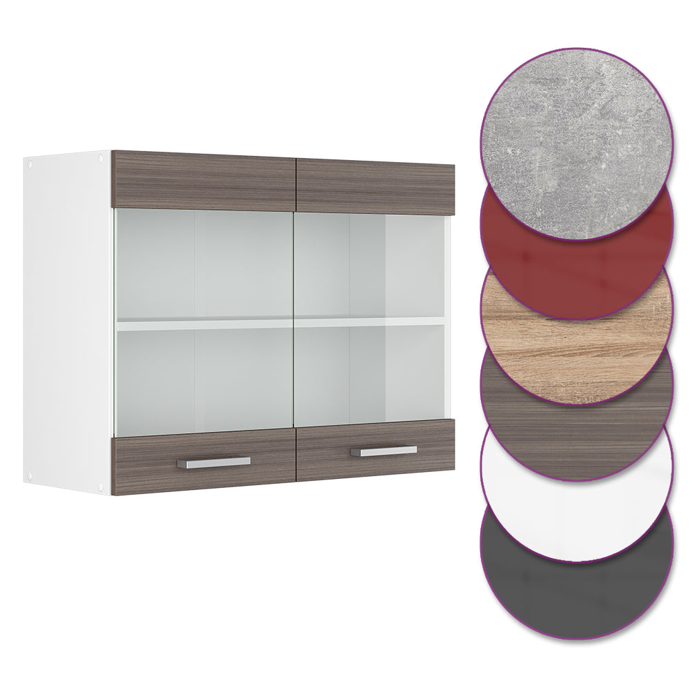 Vicco Mobile da cucina in vetro Grigio 80 cm