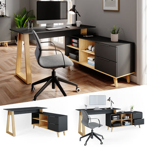 Vicco Scrivania Antracite 138 x 60 cm con cassetti, XXL