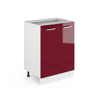 Vicco Mobiletto base cucina Rosso lucido 60 cm senza piano di lavoro