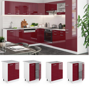 Vicco Mobiletto base cucina Rosso lucido 60 cm senza piano di lavoro