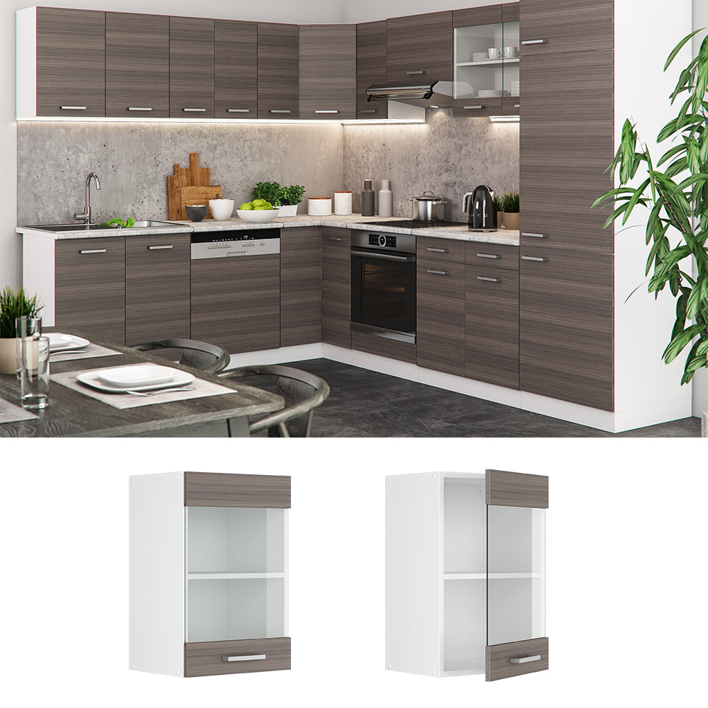 Vicco Mobile da cucina in vetro Grigio 40 cm