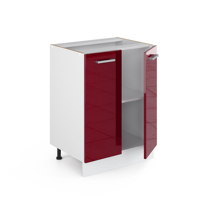 Vicco Mobiletto base cucina Rosso lucido 60 cm senza piano di lavoro