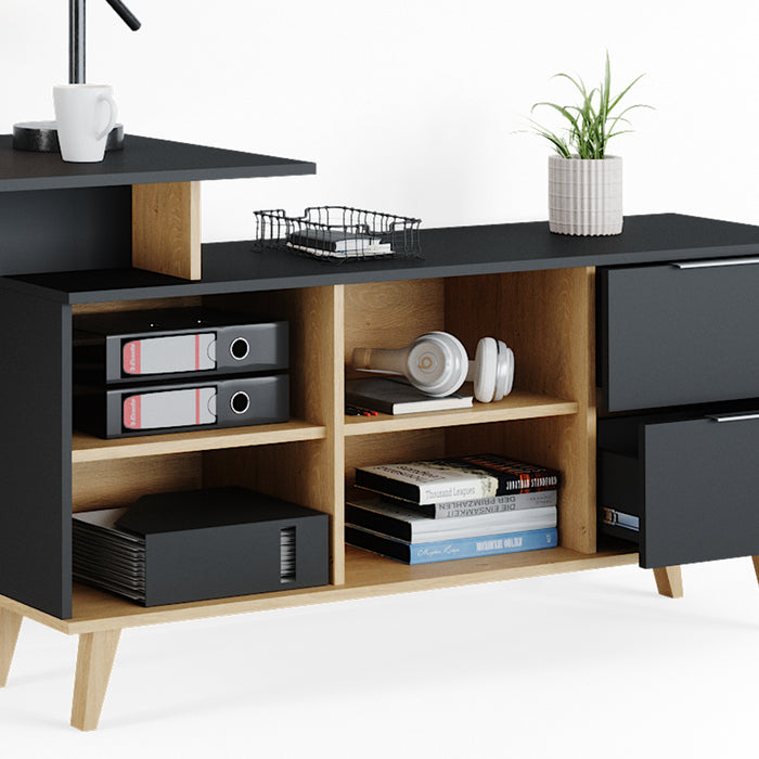 Vicco Scrivania Antracite 138 x 60 cm con cassetti, XXL