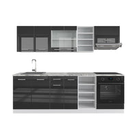 Vicco Cucina componibile Antracite lucido/bianco 240 cm , PL Marmo