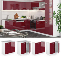Vicco Mobile lavello cucina Rosso lucido 80 cm , PL Marmo