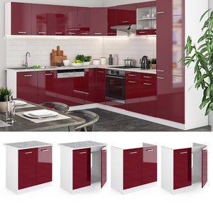 Vicco Mobile lavello cucina Rosso lucido 80 cm , PL Marmo